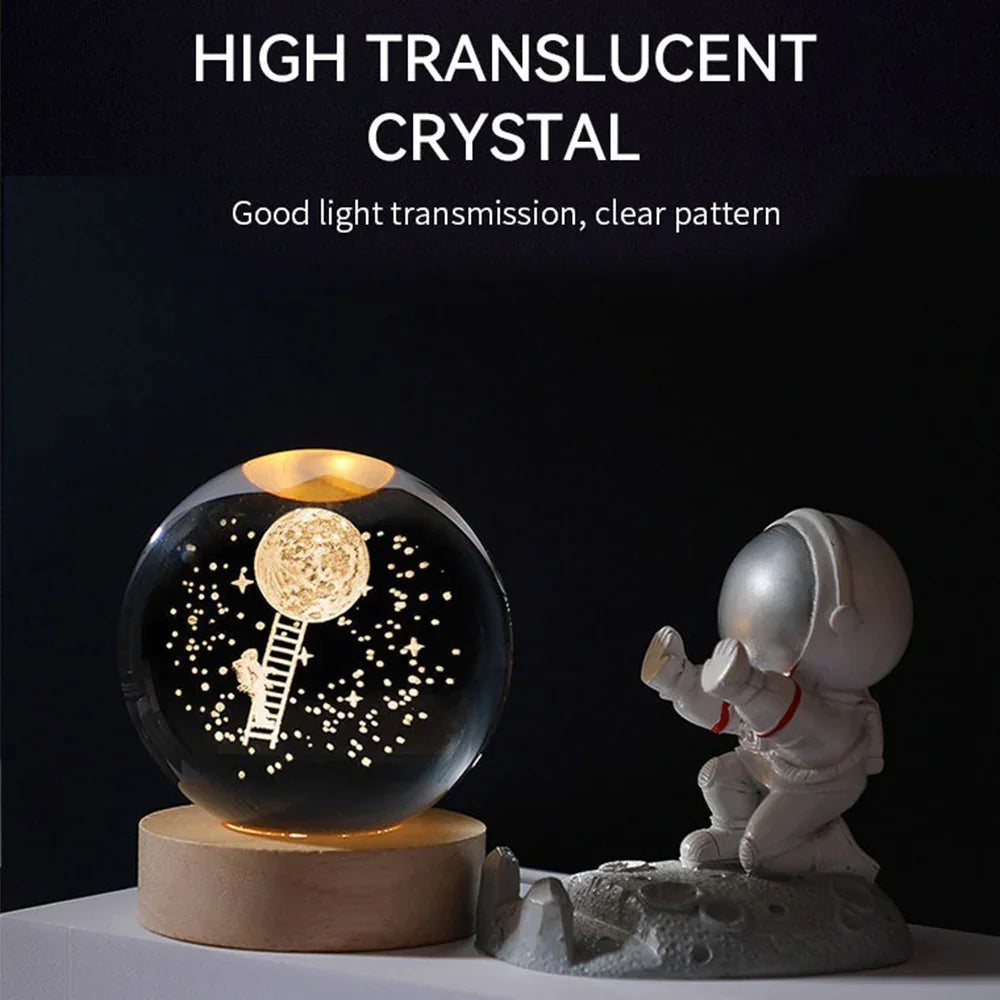 3D Crystal Ball Moon Lamp – LED Night Light for Bedroom & Home Décor