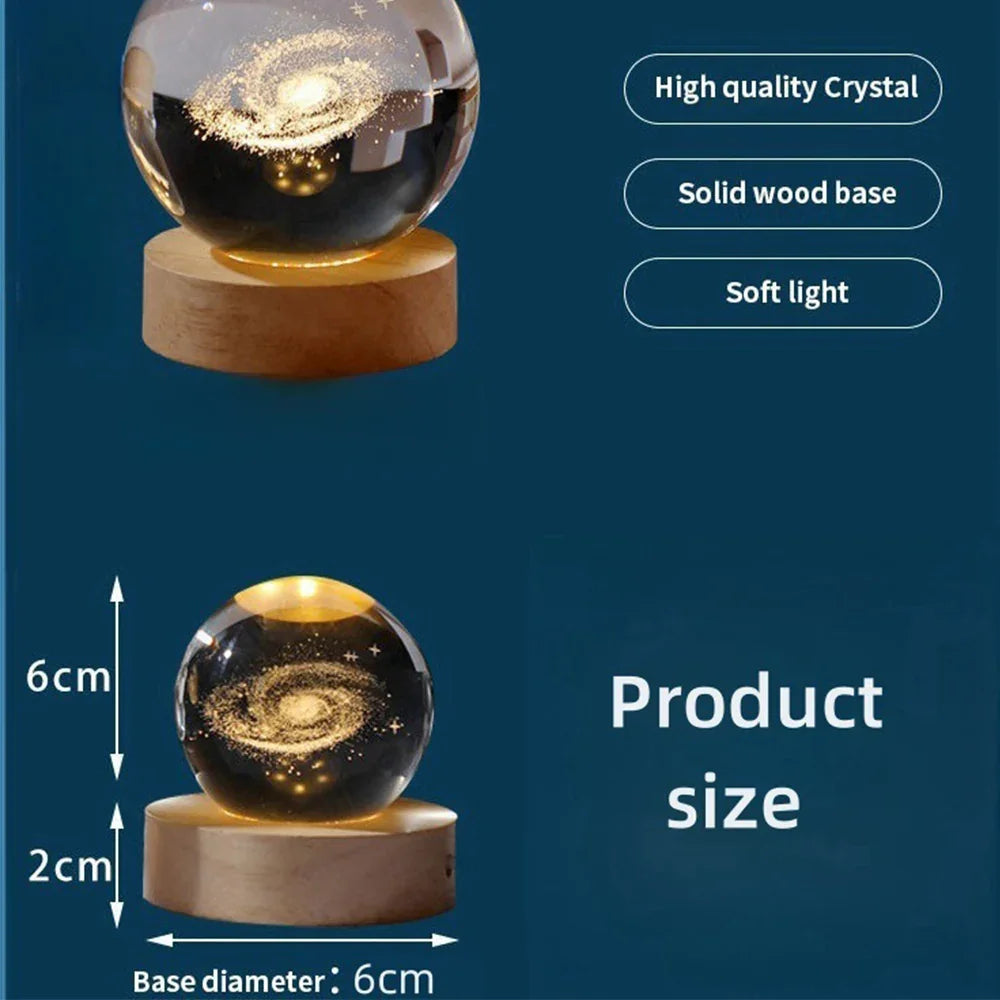 3D Crystal Ball Moon Lamp – LED Night Light for Bedroom & Home Décor