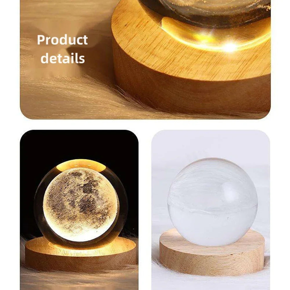 3D Crystal Ball Moon Lamp – LED Night Light for Bedroom & Home Décor