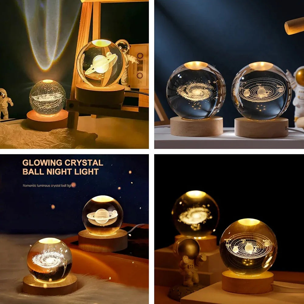 3D Crystal Ball Moon Lamp – LED Night Light for Bedroom & Home Décor