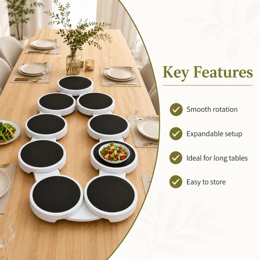 Expandable Lazy Susan Rotating Serving Tray for Dining Tables