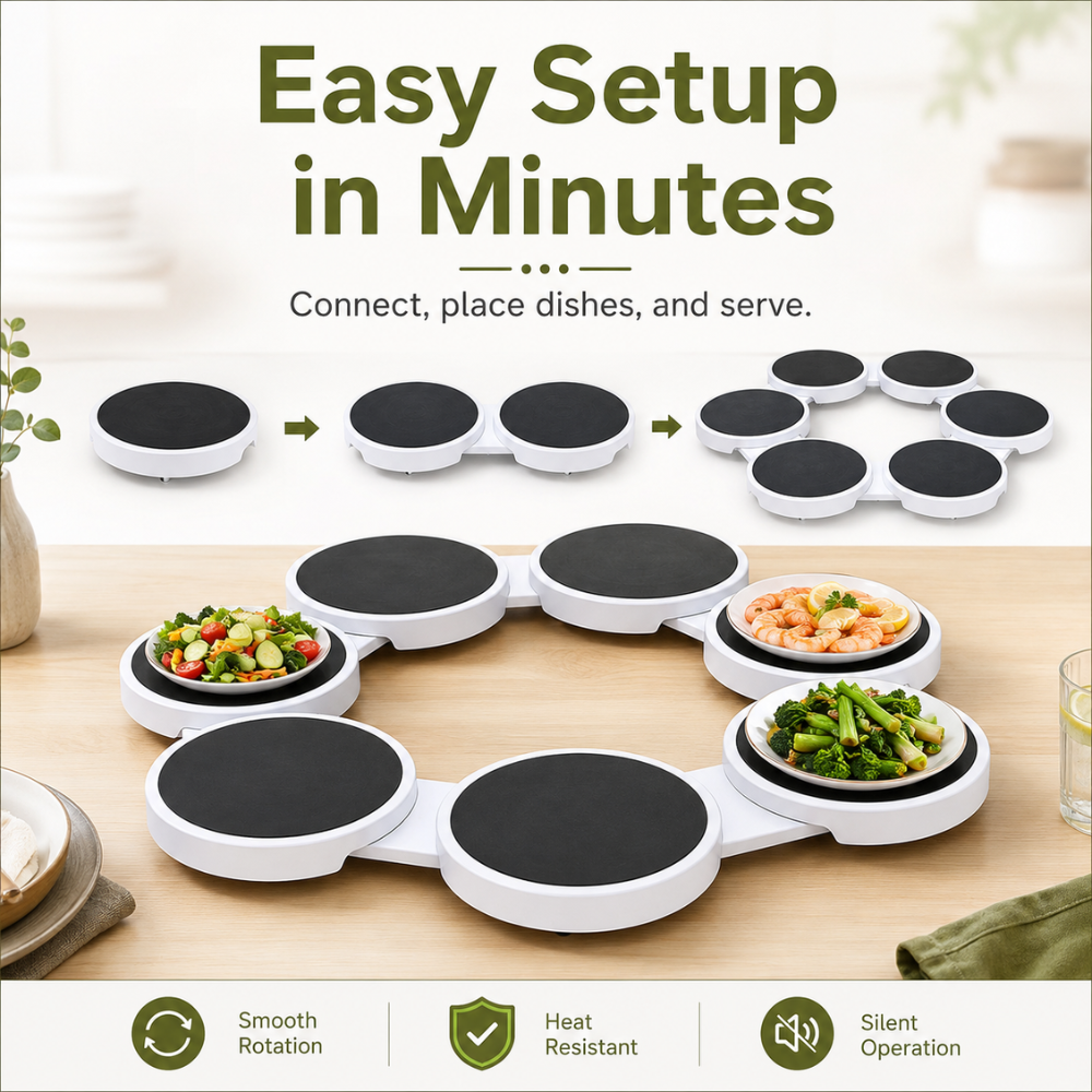 Expandable Lazy Susan Rotating Serving Tray for Dining Tables