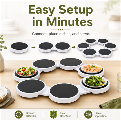 Expandable Lazy Susan Rotating Serving Tray for Dining Tables