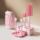 6-Piece Silicone Baby Bottle Cleaning Brush Set with Drying Rack & Travel Case