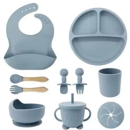 8 Piece Silicone Baby Feeding Set
