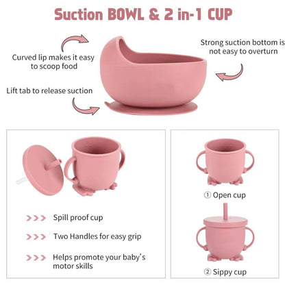 8 Piece Silicone Baby Feeding Set