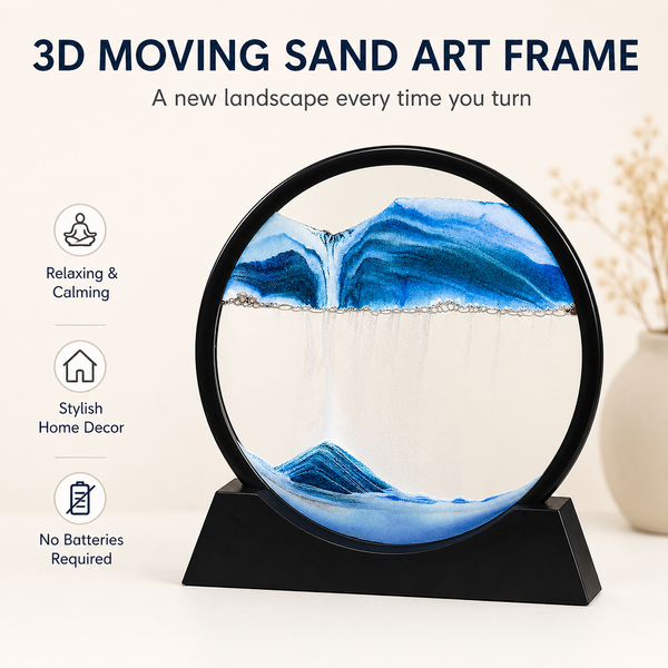 3D Moving Sand Art Frame with Metal Stand