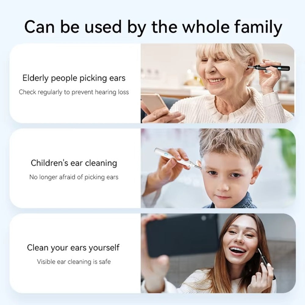 Smart Wireless Ear Cleaner – 1080P HD Camera Otoscope with 6 LED Lights & Wax Removal Kit