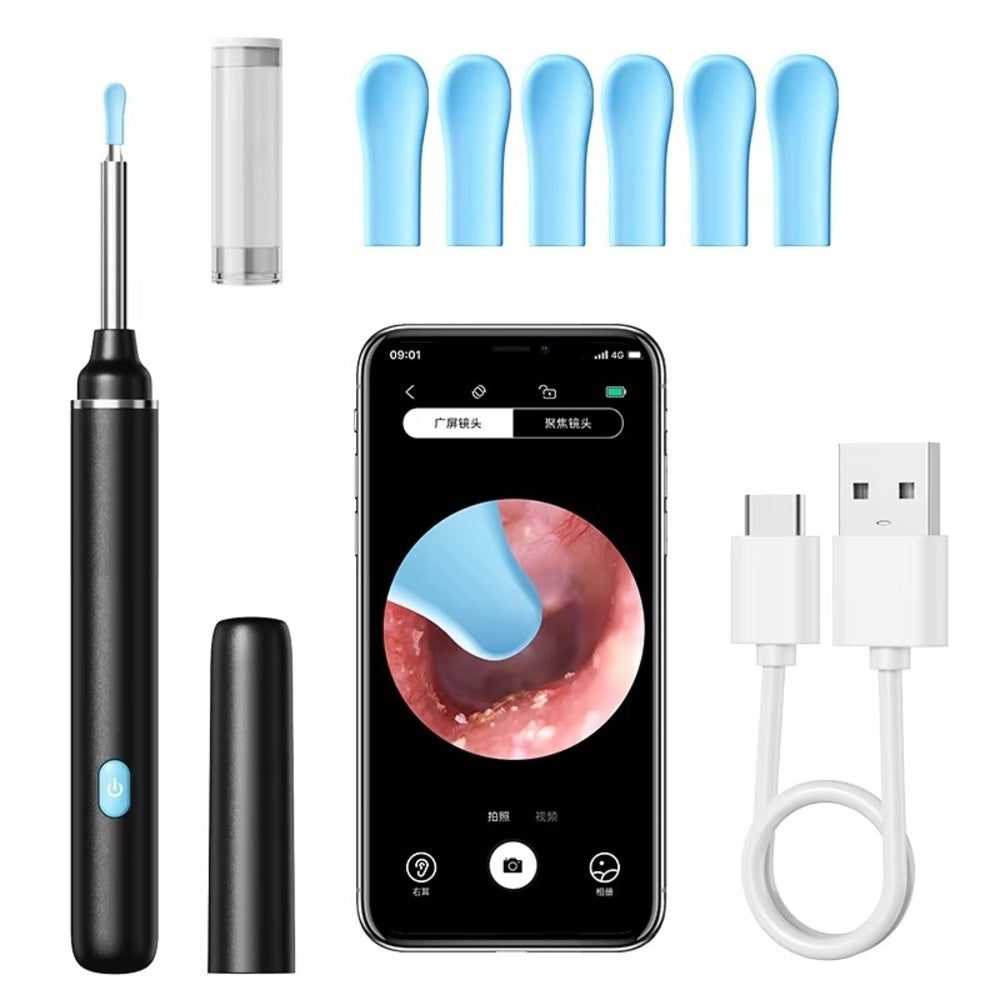 Smart Wireless Ear Cleaner – 1080P HD Camera Otoscope with 6 LED Lights & Wax Removal Kit